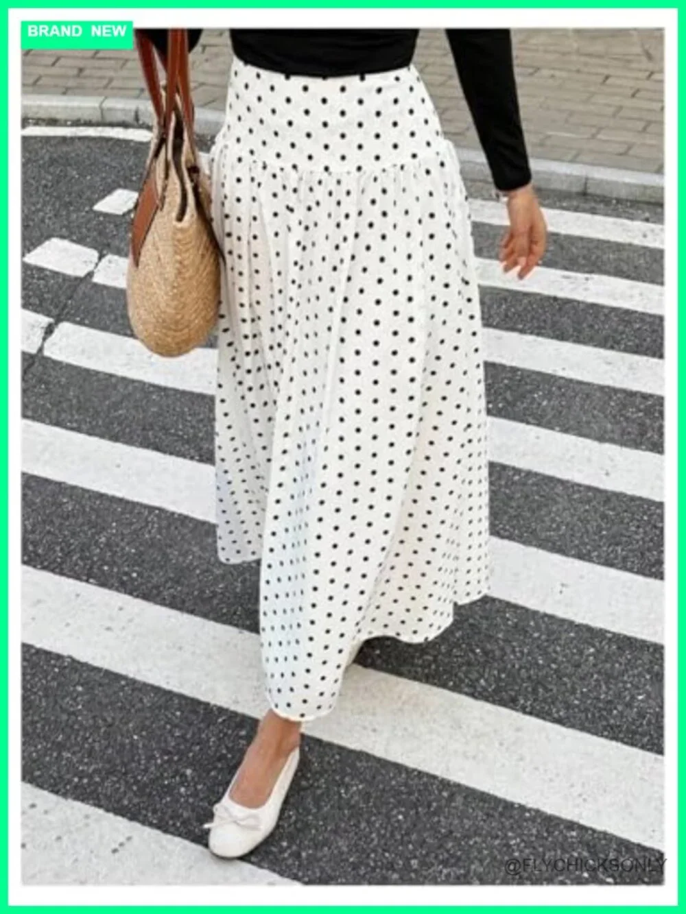 Milumia Women Polka Dot High Waist Pleated A-Line Maxi Skirt